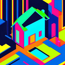 vibrant neon colored ai art of a geometric house featuring angular shapes and striking modern aesthetics in bright hues download 2025 04 07t100040 056